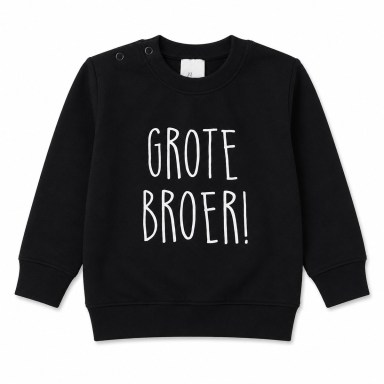 Zwarte, sweater,Trui witte, tekst, Grote, broer